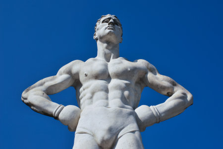 statues of the Stadio dei Marmi in Romeのeditorial素材