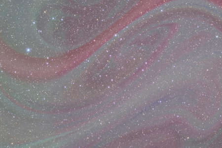 Glitter liquid paint marbling, abstract banner. Multicolored fluid art texture with stars