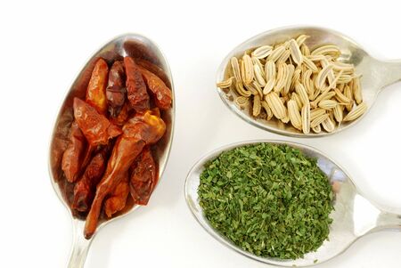 Parsley, paprika and fennel seedsの写真素材