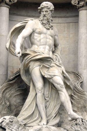 Detail of a statue of the famous Trevi Fountain in Rome          の写真素材