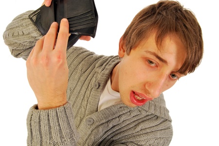 The desperation of the crisis 006 - A man apparently desperately seeking the latest coin in its...