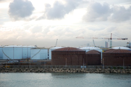 The Port of Barcelona - 151 - Entry into the port of Barcelona on a winter day, including fog,...