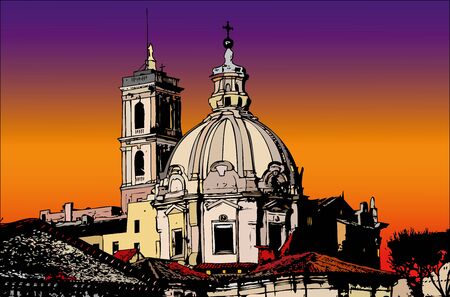 Postcards of Italy - A view of Romeの写真素材