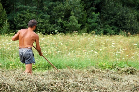 A farmer working in his fieldの写真素材