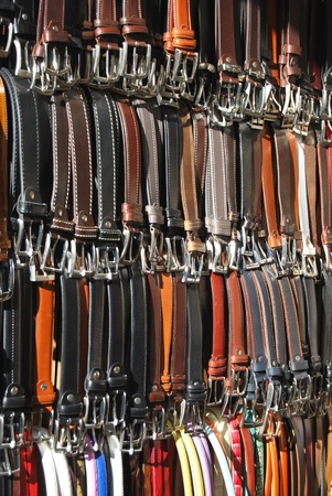A Bench of the Market - Leather Belt - Florence - Italyの写真素材