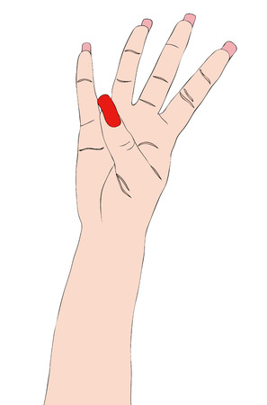 The number Four - The hand of a woman as the number fourのイラスト素材