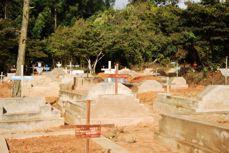 August 2014-Pomerini-Tanzania-Africa-The impressive expanse of graves in the cemetery of village Pomerini where people are still dying of malaria, AIDS and tuberculosisのeditorial素材