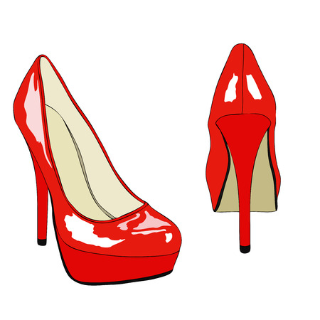 Illustration of a pair of women's shoes with high heels for a fashion sensual and seductiveのイラスト素材