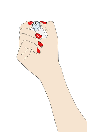 Illustration representing a woman's hand while drawing with a markerのイラスト素材