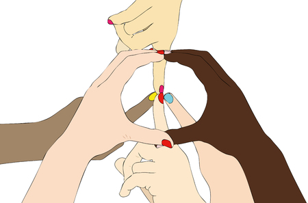 Hands united in the Peace - Symbolic illustration representing the union of the peoples in the name of Peaceのイラスト素材