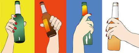 Fantasy of Beers - Illustration depicting the hand of a woman clutching a bottle of beerのイラスト素材