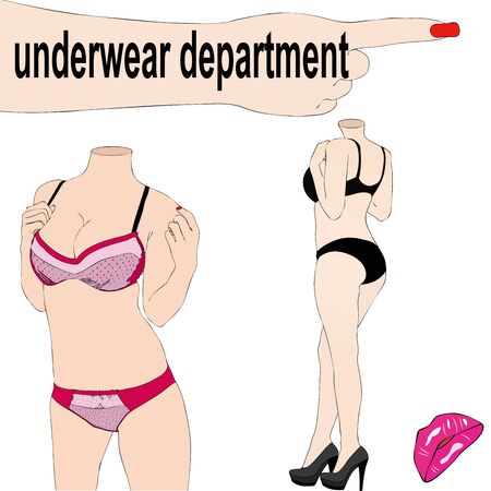 The department of women's underwear in a store - Illustration representative of the mannequins in the department of intimate than a storeのイラスト素材