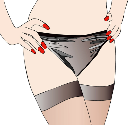 Woman in thigh highs - Illustration depicting a woman wearing thigh highsのイラスト素材