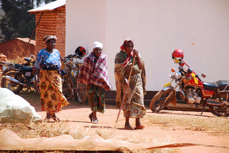August 28, 2014, Village of Pomerini, Tanzania, Africa - Some unidentified African people dressed in their best clothes on the day of the monthly market that takes place along the streets all over the the country Pomeriniのeditorial素材
