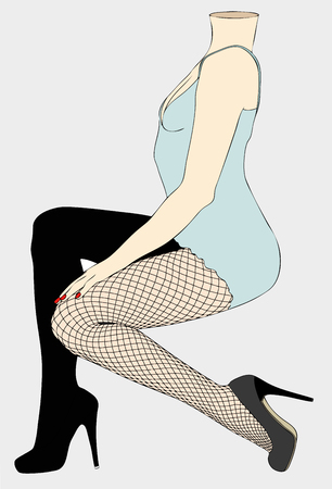 Mannequin with fishnet stockings - Illustration depicting a mannequin dressed with fishnet stockingsのイラスト素材