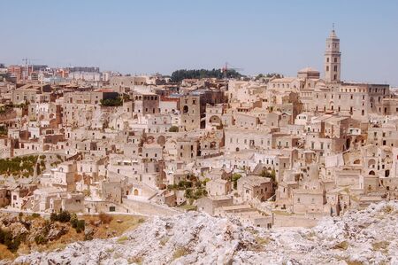 Overview of the city of Matera in Apuliaの写真素材