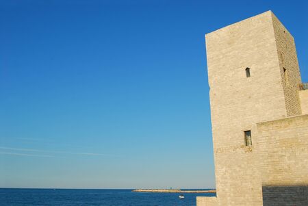 The Swabian Castle in Trani on the sea in Apulia - Italyのeditorial素材