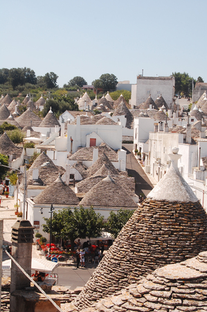 A view of the town of Alberobello with its famous Trulli in Apulia - Italyの写真素材