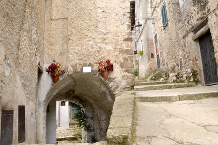 A glimpse of the alleys of the village of Artena Lazio in Italyの写真素材