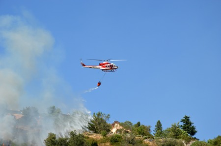 August 21, 2016-Monti Prenestini-Castel San Peter- Roma-Lazio-Italy-the helicopter of the fire...