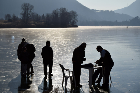 A very cold coffee thanks - Lake Endine - Bergamo - Italyの写真素材