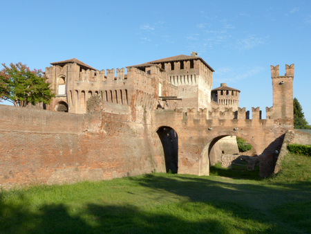 View of the medieval castle of Soncino in the province of Cremona - Italyのeditorial素材