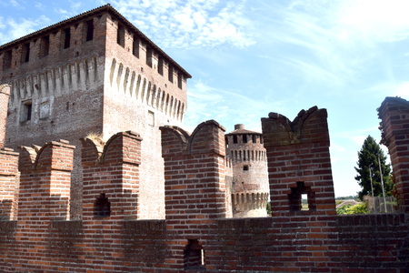 View of the medieval castle of Soncino in the province of Cremona - Italyのeditorial素材