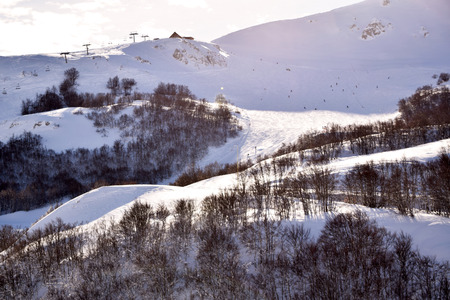Overview of the snow-capped peaks of the Abruzzo mountains