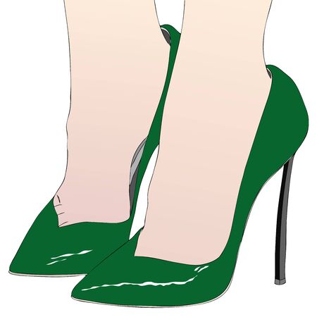 Detail of a woman's sexy feet in sensual high-heeled shoesの写真素材