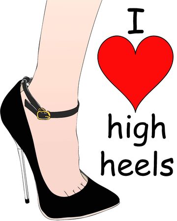 Symbolic image of a woman's love for high-heeled shoesの写真素材