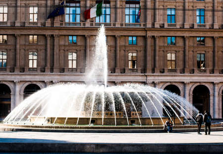 Piazza de Ferrari fountain in italy genoaの写真素材