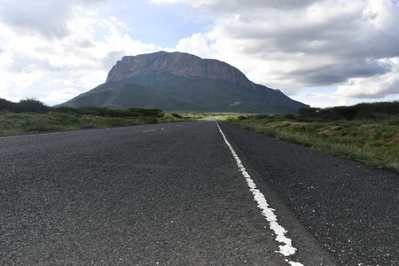 Road in the mountains of the great north corridor highway to Marsabit, from Isioloの写真素材