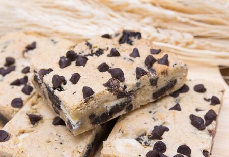 Chocolate Cookie Bar on  blur barley background