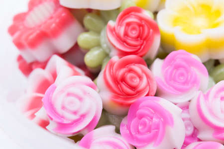 Fantasy coconut Jelly Thai Dessert,rose formの写真素材
