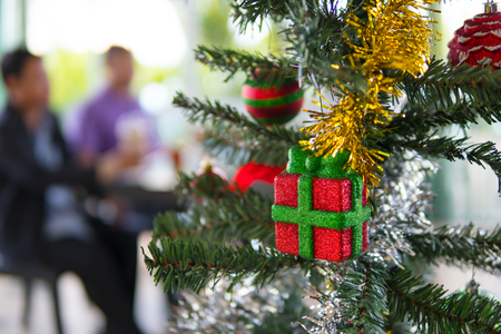 Decorated Christmas tree on blurredの写真素材