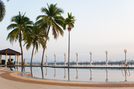 Beautiful luxury swimming pool near riversideの写真素材