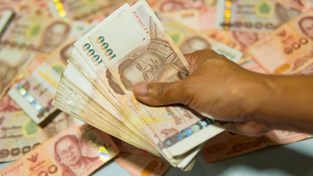 stack of 1000 bath Thai money : Thailand Currency 1000 Bath, BankNotes