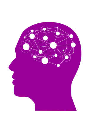 Brain Science  Illustration of a brain with a network of connections.のイラスト素材