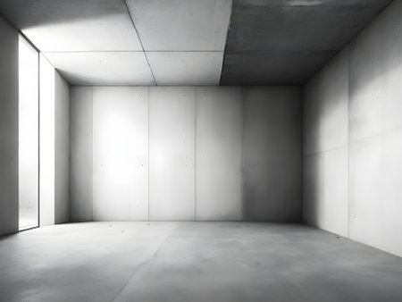 Abstract empty room with concrete walls and concrete floor. 3D Renderingの素材