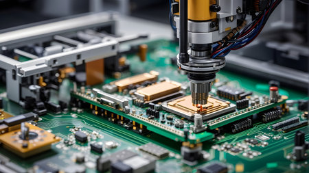 3d printed circuit board with soldering iron, close-upの素材