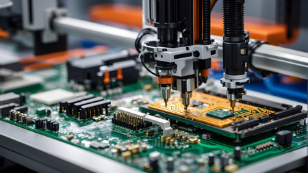 The 3D printed circuit board in modern technology concept.The 3D printed circuit board in modern technology concept.の素材