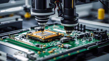 3d printed circuit board with soldering iron, close-upの素材