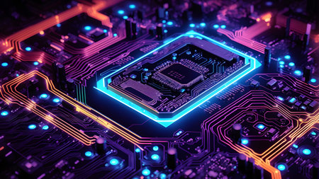 Circuit board background. 3d rendering, 3d illustration.の素材