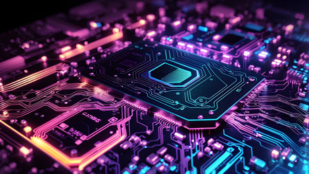 Circuit board background. 3d rendering, 3d illustration.の素材