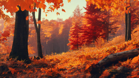 Autumn forest. Autumn landscape. Beautiful autumn forest in the morningの素材