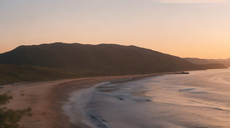 Panoramic view of the beach at sunset, Cape Town, South Africaの素材