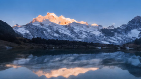 Mountain lake at sunset, Cordillera Blanca, Peruの素材