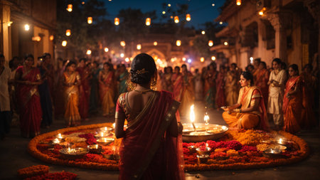 Unidentified people at a religious ceremony in Kolkata.の素材