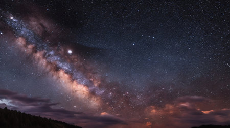 Milky way galaxy with stars and space dust in the universe.の素材