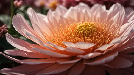Close up of pink dahlia flower in the garden with shallow depth of fieldの素材